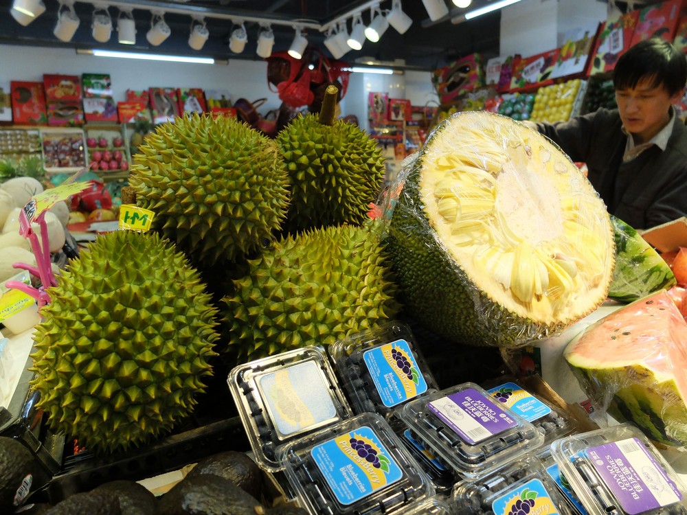 Durians-in-Beijing-market